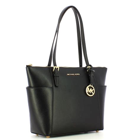 michael kors jet set item ew signature tote black|Michael Kors designer tote jetset.